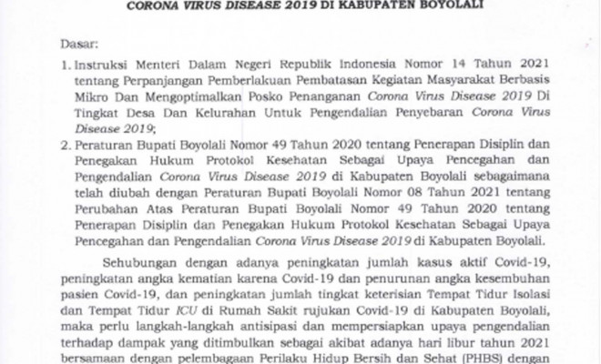 SE BUPATI 22 JUNI-5 JULI PERPANJANGAN PPKM MIKRO